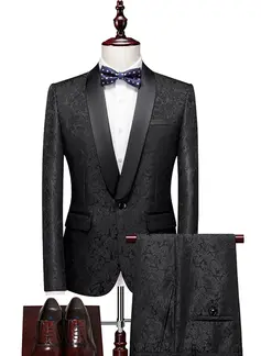Print 2 Piece Single Breasted Men's Prom Tuxedo Suit 