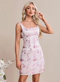 Bow Square Sleeveless A-line Jacquard Mini Dress 