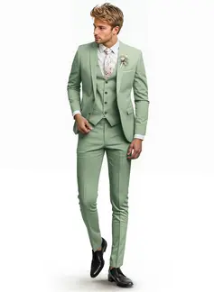Solid Color 3 Piece Single Breasted Men's Wedding Formal Suit 