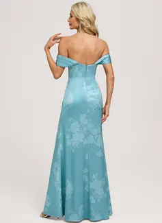 A-line Off the Shoulder Ruched Matte Satin Dress