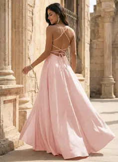 Square Spaghetti Straps Satin Dress