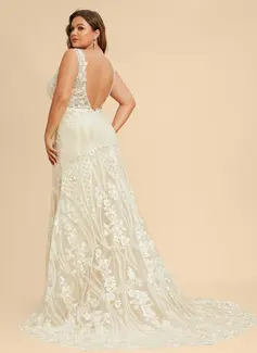 Kjole Trompet/Havfrue i Blonder