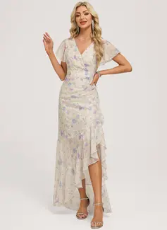 Trumpet/Mermaid Ruffle Floral Dress