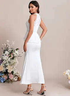 Jacquard Halter Sleeveless Trumpet/Mermaid Chiffon Satin Maxi Dress 