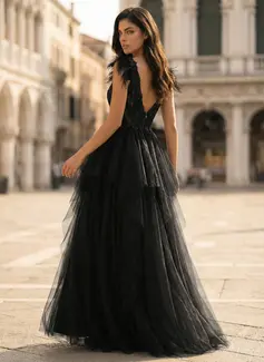 Jurk van tule met pailletten