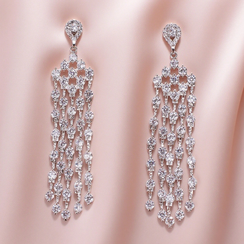 Shining Rhinestone Drop Earrings 
