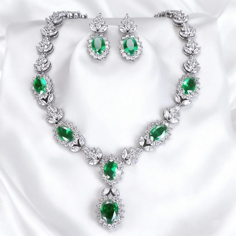 Luxurious Cubic Zirconia Wedding Earrings Necklace Jewelry Set Jewelry Sets (Set of 2) 