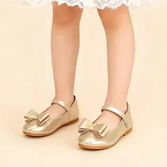Mädchen Flache Schuhe Blumenmädchen Schuhe Freizeit Party Mary Jane Schleife Kunstleder Runde Schuhspitze Flach Schuhe 