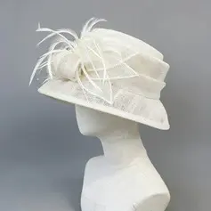 Damen Elegant Kunstfedern Twist-Bogen Sinamay Kentucky Derby Hochzeitshüte 