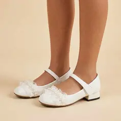 Bambina scarpe flower girl feste & serate perla imitazione pelle microfibra punta chiusa tacco basso scarpe