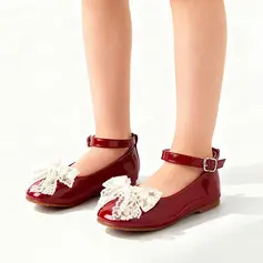 Mädchen Flache Schuhe Prinzessinschuhe Party Schleife Spitze Kunstleder Runde Schuhspitze Flach Schuhe 