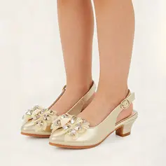 Flicka Prinsesskor Wedding Pilbåge fuskläder Spetsig tå Låg Klack skor