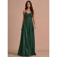 Spaghetti Straps Sequins Satin Dress