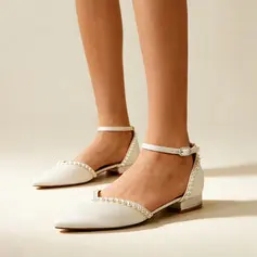 Dla kobiet Obuwie Ślubne Satyna Płaski Obcas Point Toe Mieszkania ślubne Elegancki Ślub obuwie