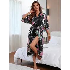Floral Print Long Women's Robe (248176093)