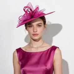 Women's Rhinestone Bow Faux Sinamay Kentucky Derby Saucer & Disc Hats With Headband