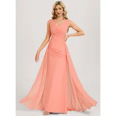 Kjole A-line kjole i Chiffon med Ruched