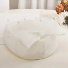 Mulher casamento laço sinamay chapéus de pillbox com clip