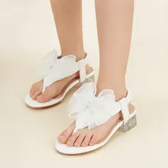 Flicka Sandaler Wedding Pilbåge fuskläder Öppen tå Låg Klack skor