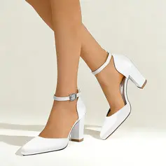 Damen Brautschuhe Satin Blockabsatz High-Heels Spitze Schuhspitze Brautschuhe mit Absatz Brautjungfernschuhe Fersen mit Knöchelriemen Einfache Elegant Office Hochzeit Abend Abschlussball Party Business Schuhe 