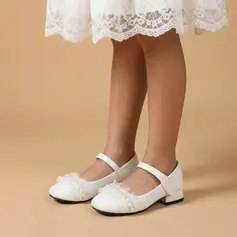 Girl's Flower Girl Shoes Party & Evening Imitation Pearl Microfiber Leather Closed Toe Low Heel Shoes
