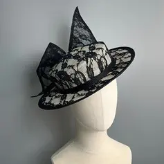 Damen Flachrand Schleife Spitze Sinamay Kentucky Derby Kirchenhüte mit Stirnband 