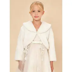 Filles fausse fourrure manches longues petite fille d'honneur veste boléro