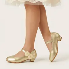 Bambina scarpe flower girl all'aperto similpelle punta tonda tacco spesso scarpe