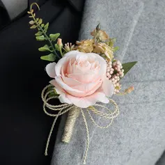 Artificial flores de casamento flor de seda rosas alfinete de lapela