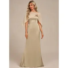 Cape Chiffon Maxi Dress