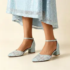 Mulher sapatos de casamento renda salto grosso biqueira pontiaguda sapatos de salto de noiva elegante casamento sapatos