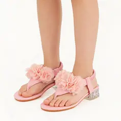 Flicka Sandaler Wedding Blomma fuskläder Öppen tå Låg Klack skor