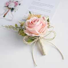 Artificial flores de casamento flor de seda rosas alfinete de lapela