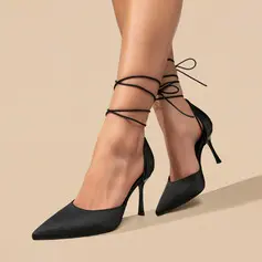 Talons femmes tous les jours fête prom soirée sexy satiné talon haut bout pointu lacer chaussures 