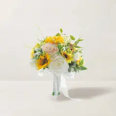 Artificial Wedding Flowers Free-Form Silk Cloth Sunflower Bridal Bouquets 
