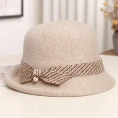 Mulher lã chapéu cloche para igreja com laço para o outono/inverno