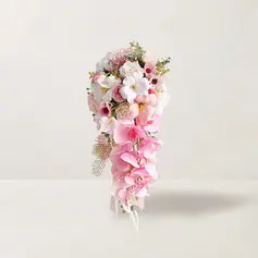 Artificial flores de casamento cascata flor de seda orchids buquês de noiva