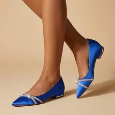 Femmes chaussures de mariage satin talon plat bout pointu ballerines de mariée élégante strass mariage chaussures