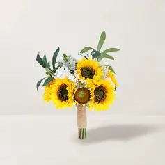 Keinotekoinen hääkukat vapaamuotoinen silkki kangas auringonkukka morsiamen kukkakimppuihin 