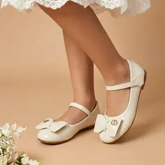 Bambina scarpe flower girl feste & serate fiocco similpelle punta chiusa tacco piatto scarpe
