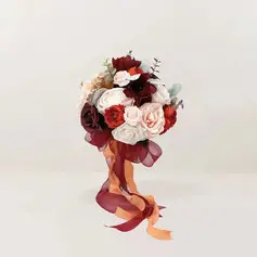 Artificial Wedding Flowers Round Silk Cloth Roses Bridesmaid Bouquets 