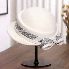 Mulher lã chapéu para vestir-se na igreja com laço para o outono/inverno