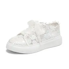 Damen Brautschuhe Individualisiert Spitze Flach Runde Schuhspitze Hochzeit Schuhe