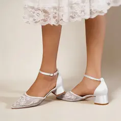 Dla kobiet Obuwie Ślubne Koronka Obcas Slupek Point Toe Obcasy ślubne Elegancki Ślub obuwie