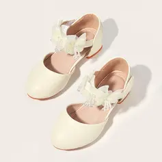Girl's Flower Girl Shoes Wedding Party Faux Leather Round Toe Low Heel Shoes 