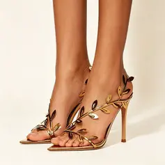 Kvinner Sandaler cocktail Boho PU Slingbacks Åpen tå Annet Sommer Skli på sko