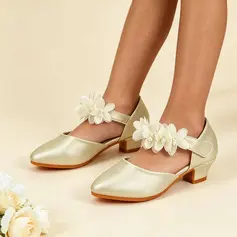 Bambina scarpe flower girl all'aperto cristallo similpelle punta a punta tacco spesso scarpe