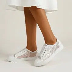 Mulher sapatos de casamento renda salto raso biqueira redonda sapatos de noiva casual lantejoulas casamento sapatos
