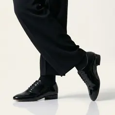 Men's Ballroom Shoes Low Heel Patent Leather Indoor Dance Shoes