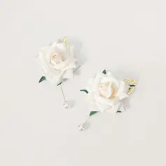 2 stuks kunstmatig bruiloftsbloemen zijde rozen boutonniere 